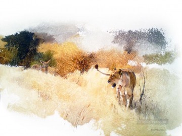  Chasse Tableaux - lionne et nyala geoff hunter faune